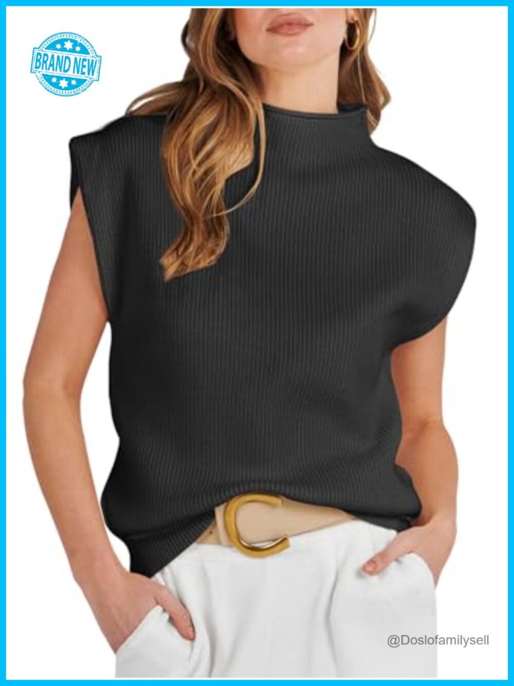 Mock Neck Sleeveless Knit Sweater Vest Workwear Business Casual